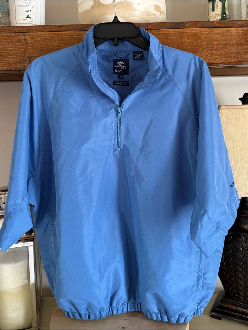 Pebble Beach Performance Short Sleeve Golf Windshirt - Sky Blue - Medium